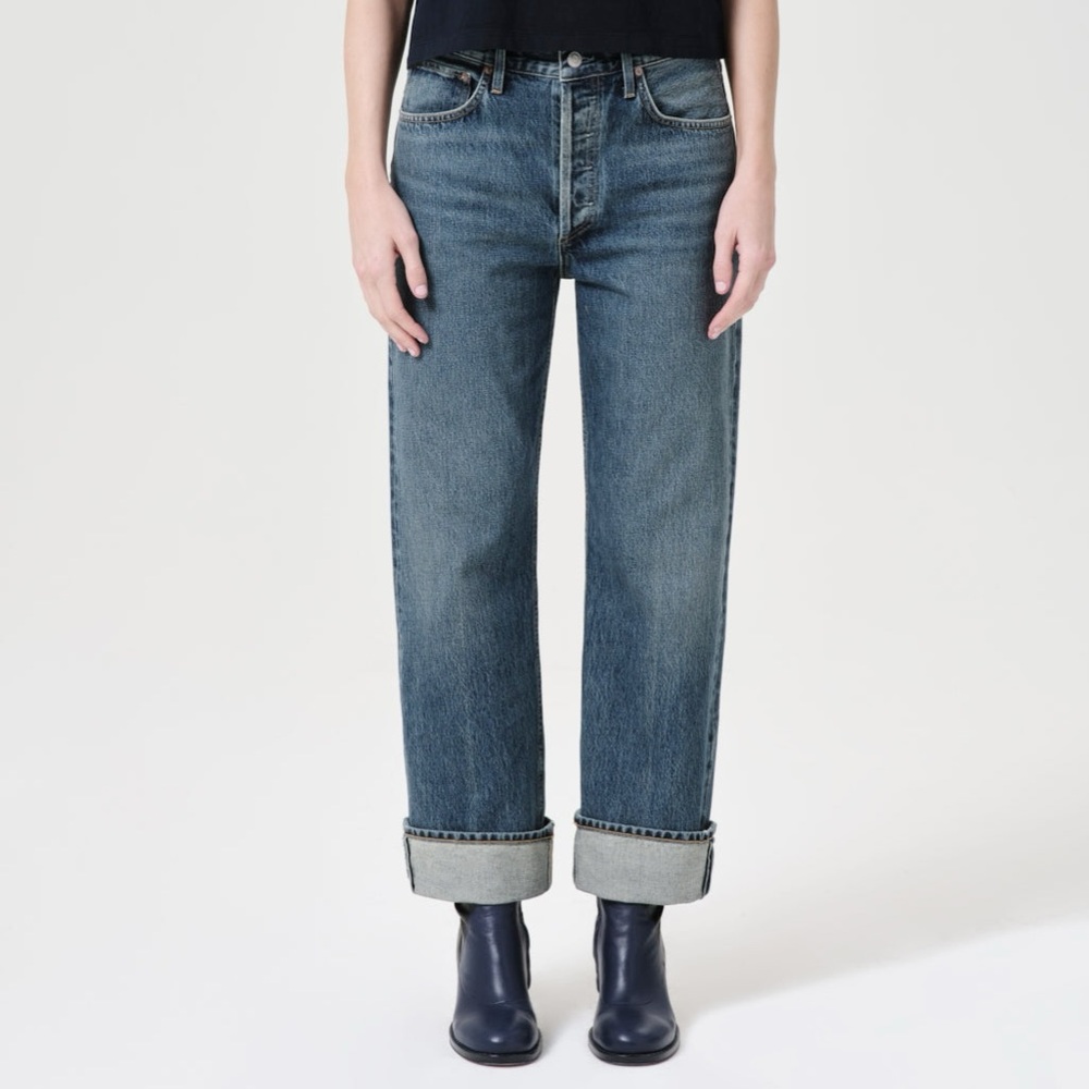 Agolde Fran Straight Leg Jeans with Rolled Cuffs